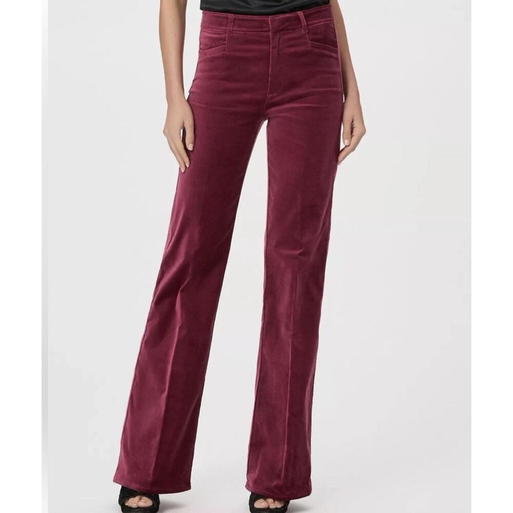 Paige Leenah Trousers Bootcut Flare Pants Trousers Size 30 Berry Jam Velvet New